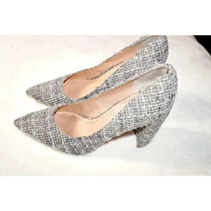 Marc Fisher Zala Pump Shoes Womens 9 Gray Multi Metallic Weave Tweed Pointed Toe